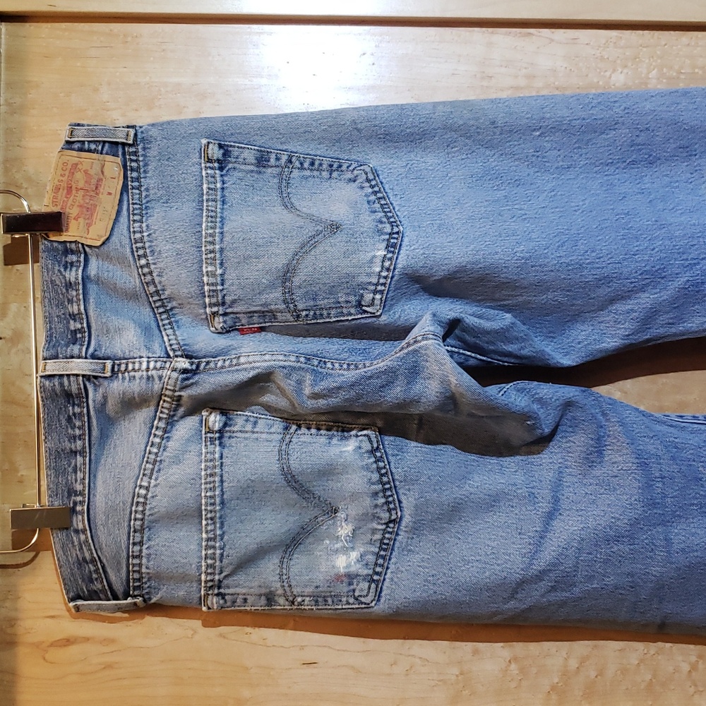 😎🤩Levi's Blue Straight Jeans with Vintage Distressing - Picture 6 of 12